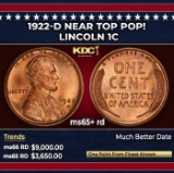 1922-d Lincoln Cent Near Top Pop! 1c ms65+ rd SEGS