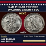 1940-p Walking Liberty Half Dollar Near Top Pop 50c ms67+ SEGS