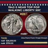 1942-s Walking Liberty Half Dollar Near Top Pop 50c ms66+ SEGS