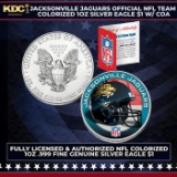 Jacksonville Jaguars Official NFL Team Colorized 1oz Silver Eagle $1 w/ COA Other Toy