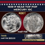 1939-p Mercury Dime Near Top Pop 10c ms67 FSB SEGS
