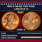 1919-p Lincoln Cent Near Top Pop! 1c ms68+ rd SEGS