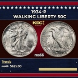 1934-p Walking Liberty Half Dollar 50c Grades ms66
