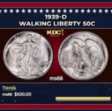 1939-d Walking Liberty Half Dollar 50c Grades ms66