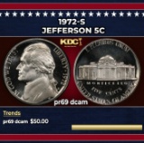 1972-s Proof Jefferson Nickel 5c pr69 dcam SEGS
