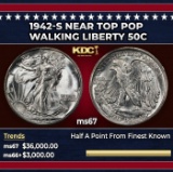 1942-s Walking Liberty Half Dollar Near Top Pop 50c ms67 SEGS