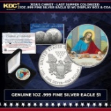 Jesus Christ - Last Supper Colorized 1oz .999 Fine Silver Eagle $1 w/ Display Box & COA Other Toy