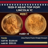 1929-p Lincoln Cent Near Top Pop! 1c ms66+ rd SEGS