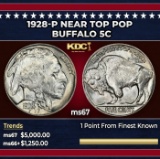 1928-p Buffalo Nickel Near Top Pop 5c ms67 SEGS
