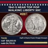 1941-s Walking Liberty Half Dollar Near Top Pop 50c ms67 SEGS