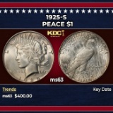1925-s Peace Dollar $1 Grades ms63