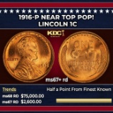 1916-p Lincoln Cent Near Top Pop! 1c ms67+ rd SEGS