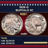 1929-d Buffalo Nickel 5c ms65+ SEGS