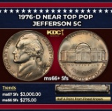 1976-d Jefferson Nickel Near Top Pop 5c ms66+ 5fs SEGS
