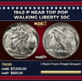 1942-p Walking Liberty Half Dollar Near Top Pop 50c ms67+ SEGS
