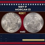 1887-p Morgan Dollar $1 Grades ms63