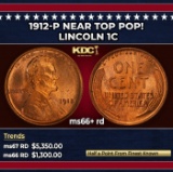 1912-p Lincoln Cent Near Top Pop! 1c ms66+ rd SEGS