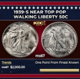 1939-s Walking Liberty Half Dollar Near Top Pop 50c ms67 SEGS