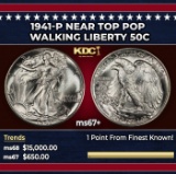 1941-p Walking Liberty Half Dollar Near Top Pop 50c ms67+ SEGS