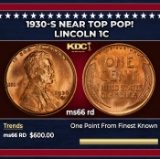 1930-s Lincoln Cent Near Top Pop! 1c Grades ms66 rd