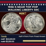 1936-s Walking Liberty Half Dollar Near Top Pop 50c ms67 SEGS