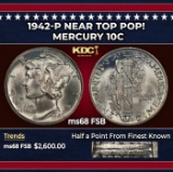 1942-p Mercury Dime Near Top Pop! 10c ms68 FSB SEGS