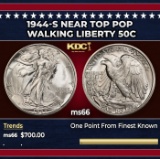 1944-s Walking Liberty Half Dollar Near Top Pop 50c Grades ms66