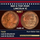 1921-s Lincoln Cent TOP POP! 1c ms65 rd SEGS