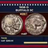 1938-d Buffalo Nickel 5c ms67 SEGS