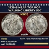 1939-s Walking Liberty Half Dollar Near Top Pop 50c ms67+ SEGS
