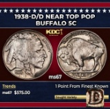 1938-d/d Buffalo Nickel Near Top Pop 5c ms67 SEGS