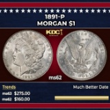 1891-p Morgan Dollar $1 Grades ms62