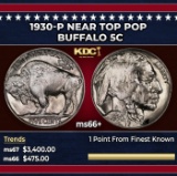 1930-p Buffalo Nickel Near Top Pop 5c ms66+ SEGS