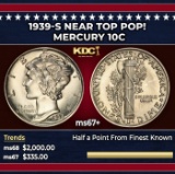 1939-s Mercury Dime Near Top Pop! 10c ms67+ SEGS
