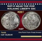 1937-p Walking Liberty Half Dollar Near Top Pop 50c ms67 SEGS