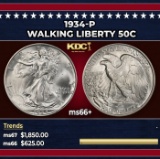 1934-p Walking Liberty Half Dollar 50c ms66+ SEGS