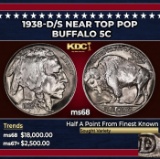 1938-d/s Buffalo Nickel Near Top Pop 5c ms68 SEGS