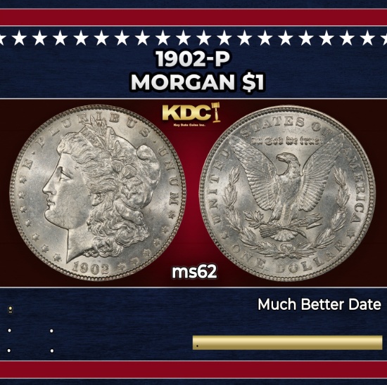 1902-p Morgan Dollar $1 Grades ms62