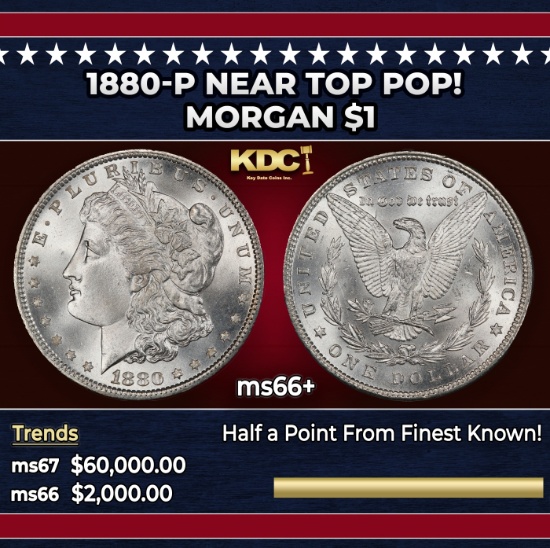 1880-p Morgan Dollar Near Top Pop! $1 ms66+ SEGS