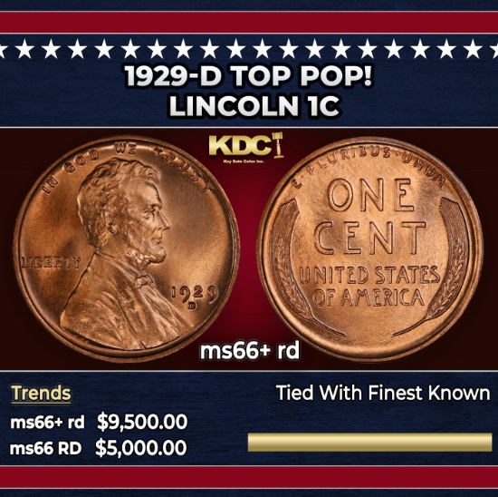 1929-d Lincoln Cent TOP POP! 1c ms66+ rd SEGS