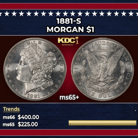 1881-s Morgan Dollar $1 Grades ms65+