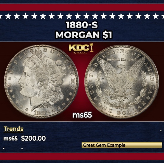1880-s Morgan Dollar $1 Grades ms65