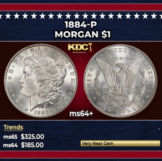 1884-p Morgan Dollar $1 Grades ms64+