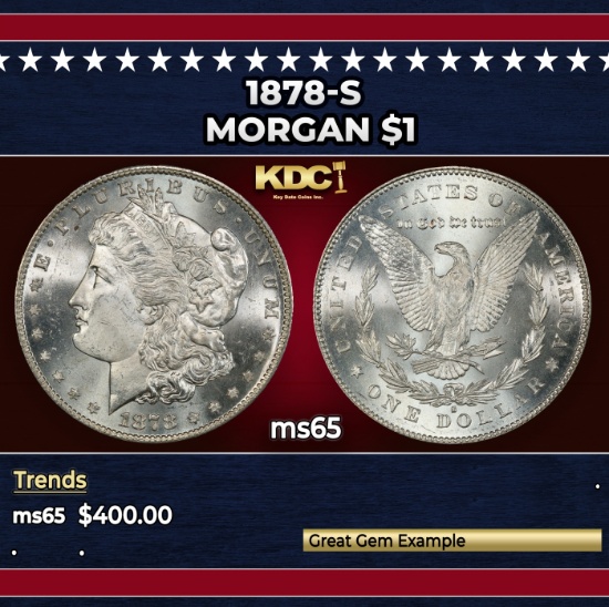 1878-s Morgan Dollar $1 Grades ms65