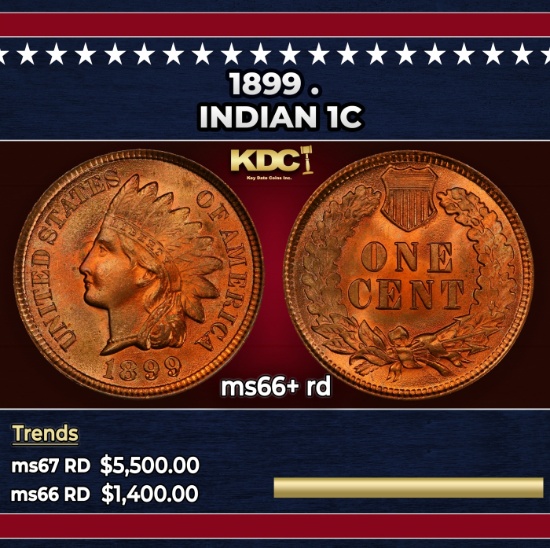 1899 Indian Cent . 1c ms66+ rd SEGS