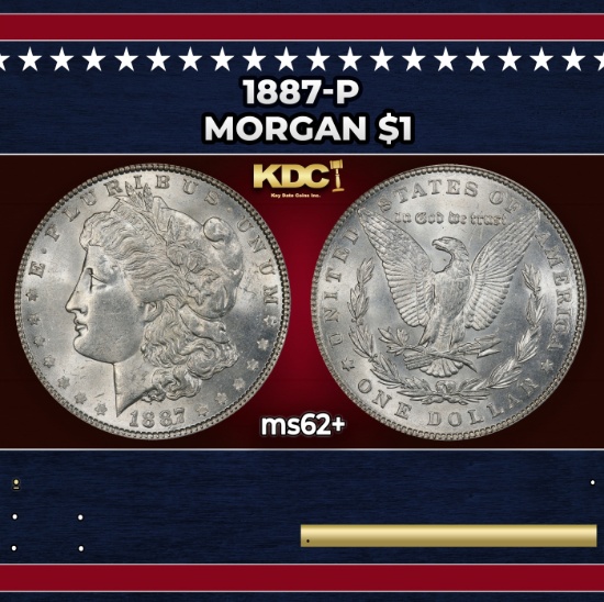 1887-p Morgan Dollar $1 Grades ms62+