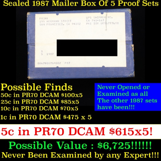 Original sealed box 5- 1987 United States Mint Proof Sets