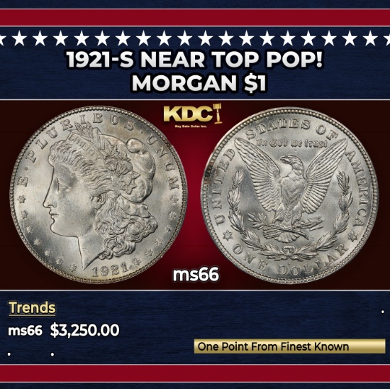 1921-s Morgan Dollar Near Top Pop! $1 ms66 SEGS
