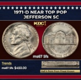 1971-d Jefferson Nickel Near Top Pop 5c ms67 5fs SEGS