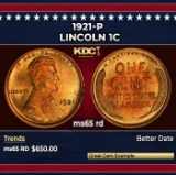 1921-p Lincoln Cent 1c Grades ms65 rd